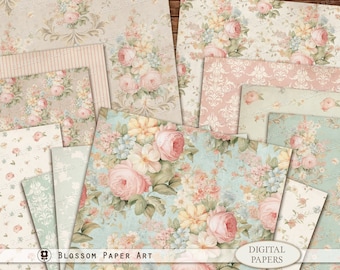 Rose Digital Paper: Vintage Floral Scrapbook & Junk Journal (Digital Download)