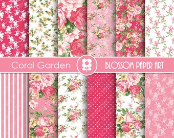 Floral Digital Paper Pack: Rosa Rosen Scrapbooking (Instant Download)
