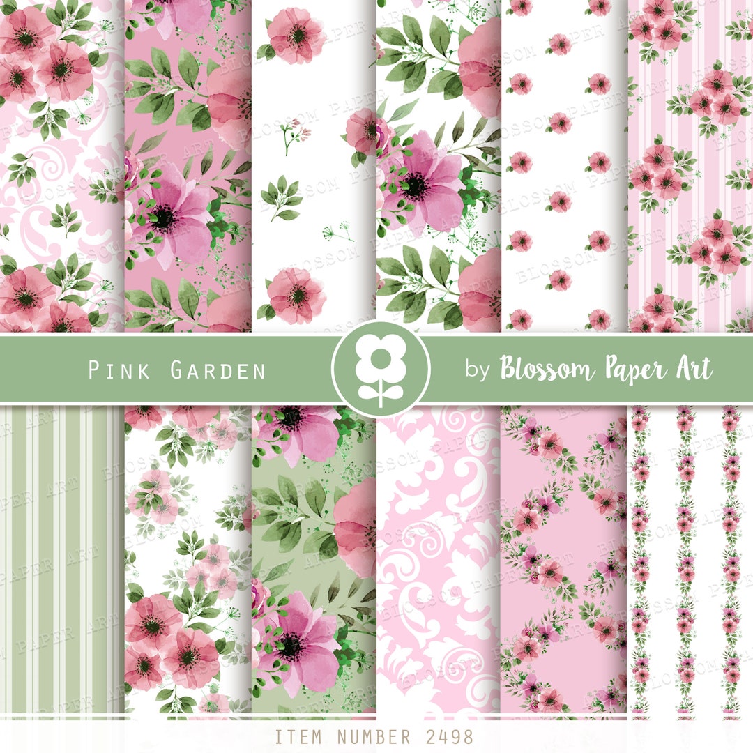 Floral Digital Paper Pack, Pink Wedding Scrapbook (digital Download ...