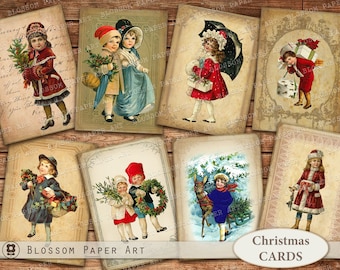 Collage di cartoline di Natale vintage: materiale effimero stampabile (download digitale)