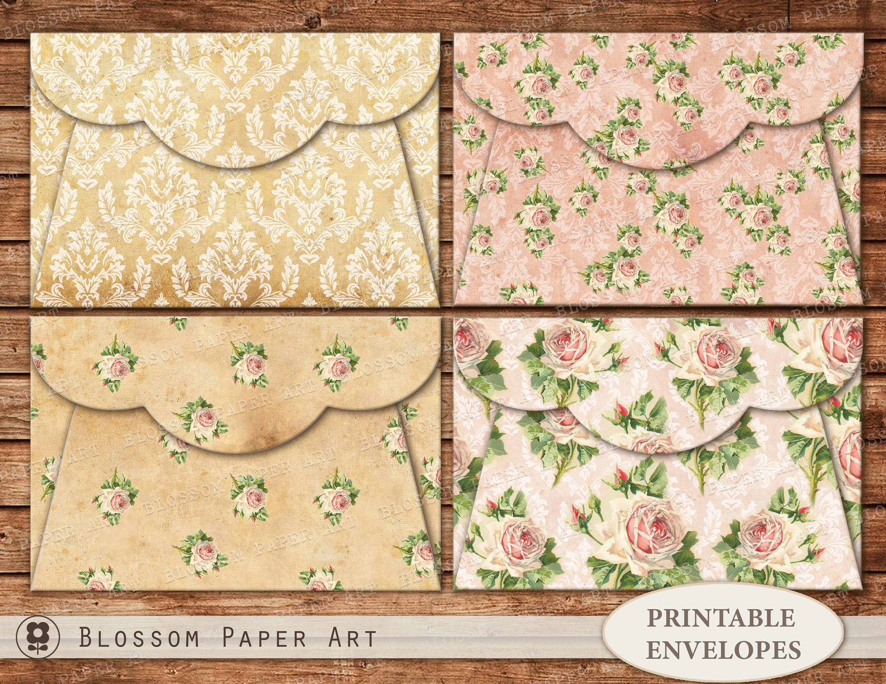 Printable Envelopes Vintage ROSES Printable Envelopes