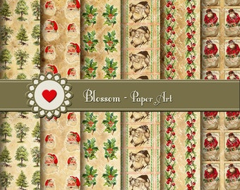 Christmas Digital Paper Collage Sheet, Vintage Images, Printables, Scrapbooking - DIY - Scrapbook - Download - 1561