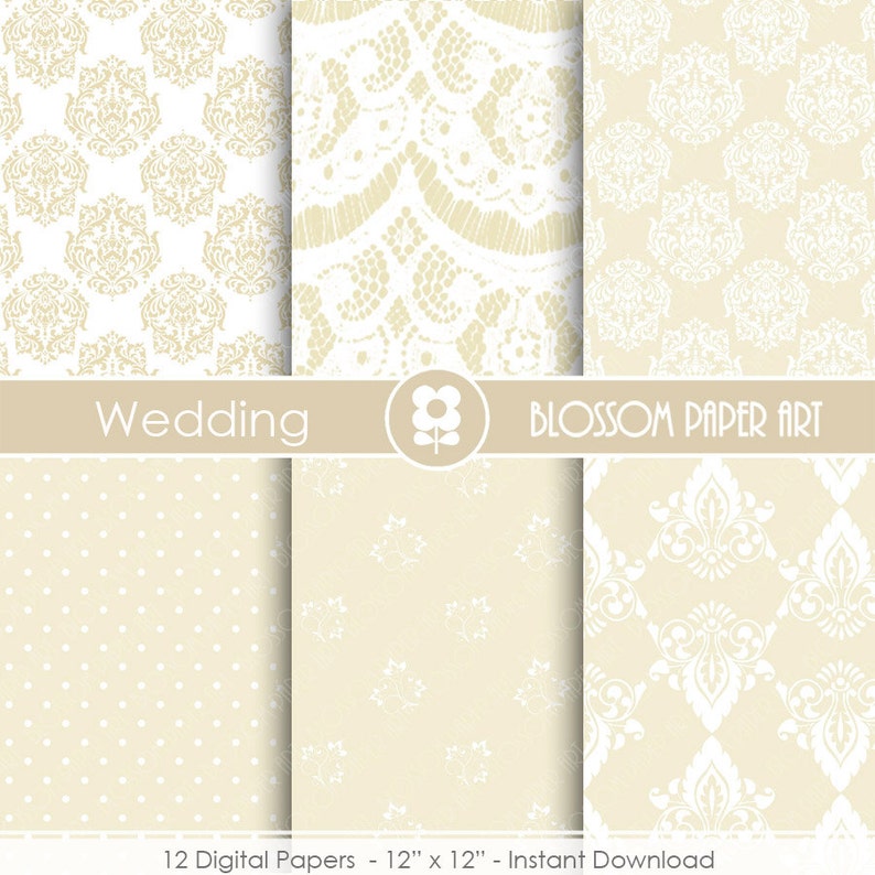 Wedding Digital Paper Wedding Paper Pack Damask Digital Etsy
