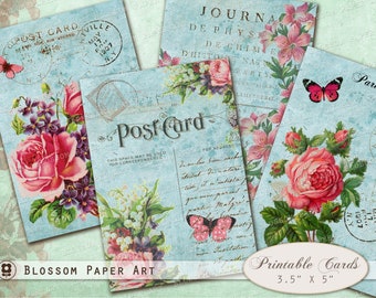 Digital Postcards, Vintage Cards junk Journal, Digital Collage Sheet, Journaling Embellishment, Instant Download  2718