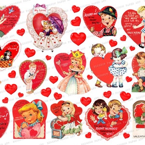 Vintage Valentinstag Bilder: Collage Sheet zum Selbstdrucken (Digitaler Download)