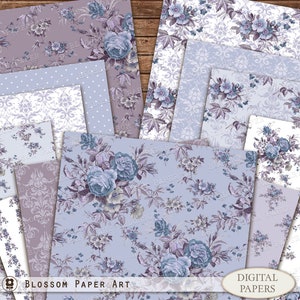 Digital Paper Victorian Floral Paper Pack, Lavender Rose Papers for Junk Journal, Scrapbook, Collage Sheet, Digital Download 1693 3