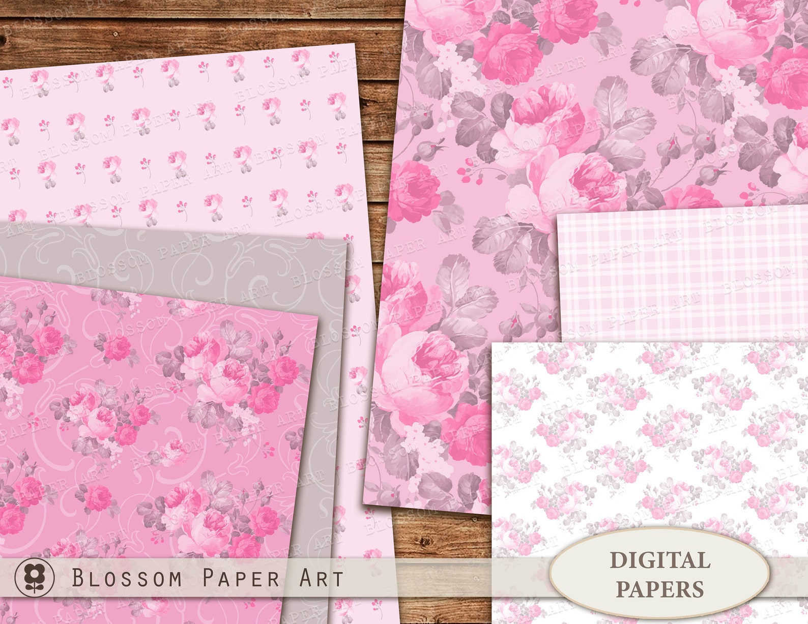Pink Scrapbook Paper Baby Girl Digital Papers Shabby Chic Etsy
