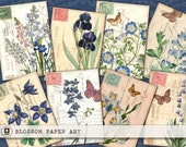 Vintage Flower Printable Cards, Journaling and Scrapbook Collage Sheet (Instant Download) - 2200