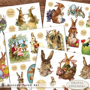 Effimeri di Pasqua, Download digitale Immagini di Pasqua vintage, Effimeri stampabili, Grafica pasquale antica per stampa, Download digitale 2883 1