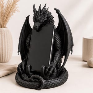 Soporte Móvil Dragón Gótico STL | Base Teléfono Fantasy | Dock Dragón Impresión 3D | Descarga Digital