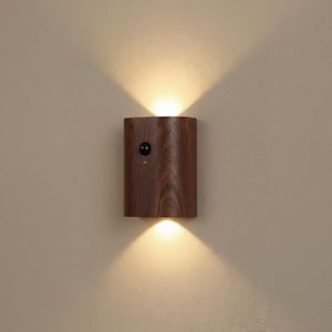 Rechargeable Motion Sensor Wall Light | Wooden LED Stair Light for Hallway