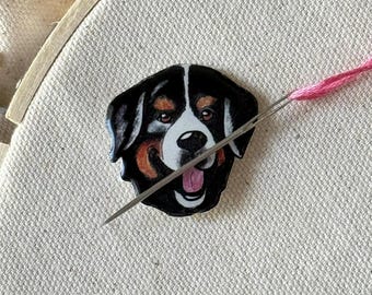 Aide-mémoire pour aiguille de montagne bernois pour porte-outil de broderie avec aimant, cadeau pour chien à coudre, clip de rangement, cadeau artisanal pour amoureux des animaux de compagnie, article fait main