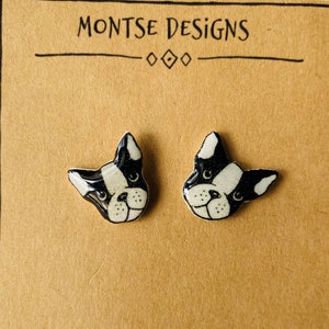 Boston Terrier Stud Earrings: Hand-Drawn Dog Lover Gift