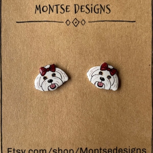Maltesische Ohrstecker Geschenk Malteser Geschenk Malteser Besitzer Geschenk Malteser Geschenk Tiersitter Geschenk Tiersitter Geschenk Tiersitter Geschenk für sie