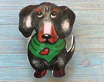 Dackel Pin Geschenk, Hundenadel Geschenk, Hunde Geschenk, Dackel Liebhaber, Dackel Mama, Schwarzer Dackel Hund. Nadelsenknadel. Magnet