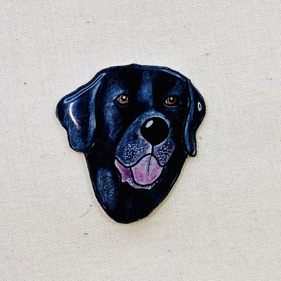 Hand-drawn Black Lab Pin: Glossy Resin Wearable Art - Etsy