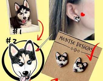 Personalized pet stud earrings gift, custom pet stud earrings gift, pet owner , personalized gift, vet gift, gift for her