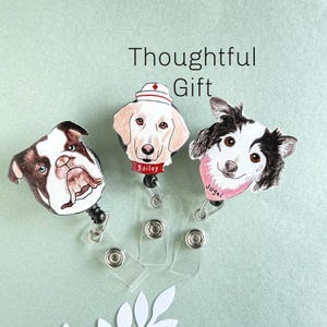 Custom Dog Badge Reel Gift Idea For Nurse ID Holder For Pet Lover RTT Badge Reel For Veterinarian Pet Image For Dog Cat Mom Stocking Stuffer