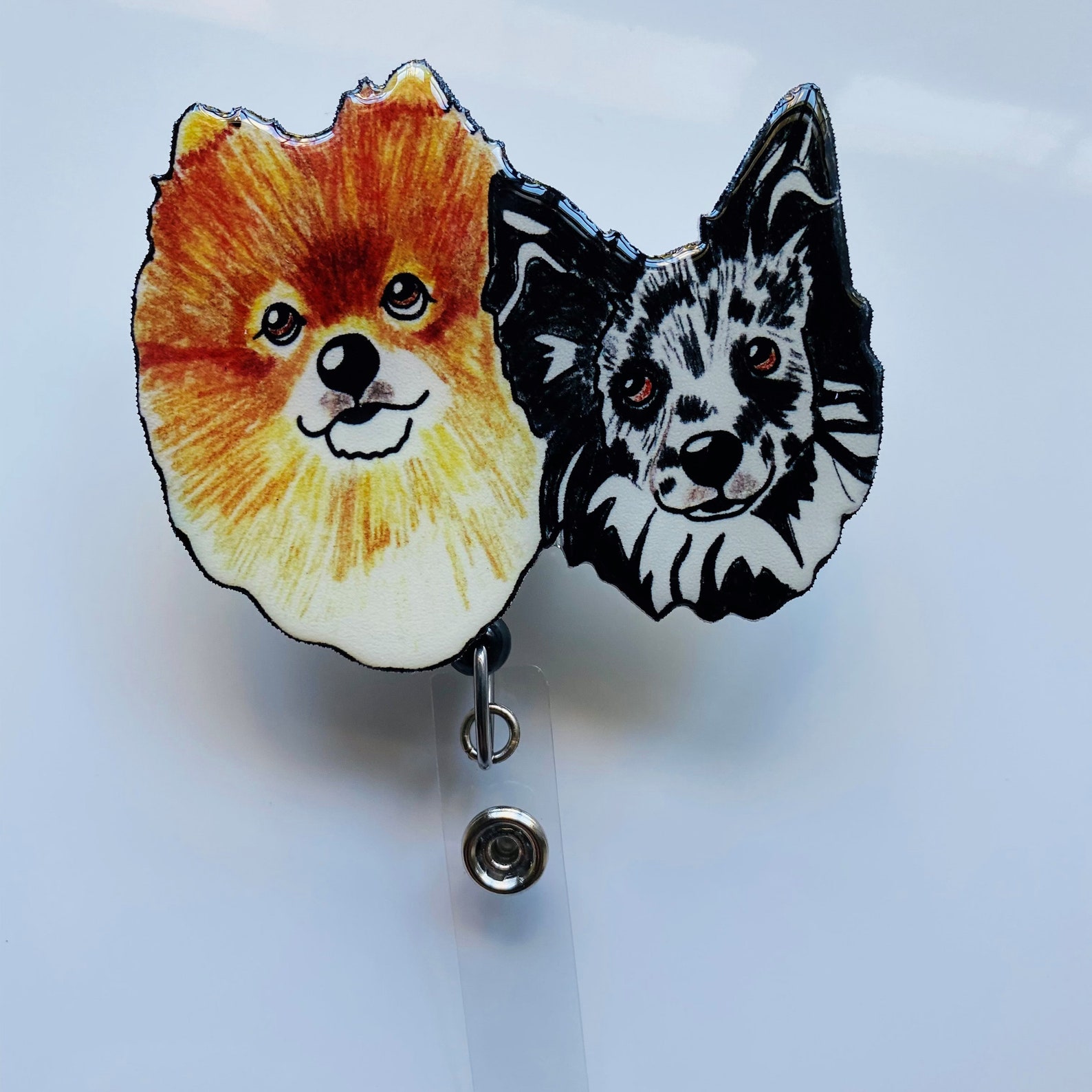 Custom 2 Dogs Badge Reel Gift Custom Pet Badge Reel Nurse Etsy