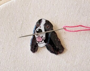 Springer Spaniel Needle Minder: Handmade Embroidery Tool, Dog Lover Gift