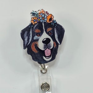 Bernese Mountain Dog, Badge Reel, Dog Mom Badge Reel, Dog, Dog Badge Reel,  Glitter Badge Reel, Puppy Badge Reel, Vet Tech, Cute Badge Reel 
