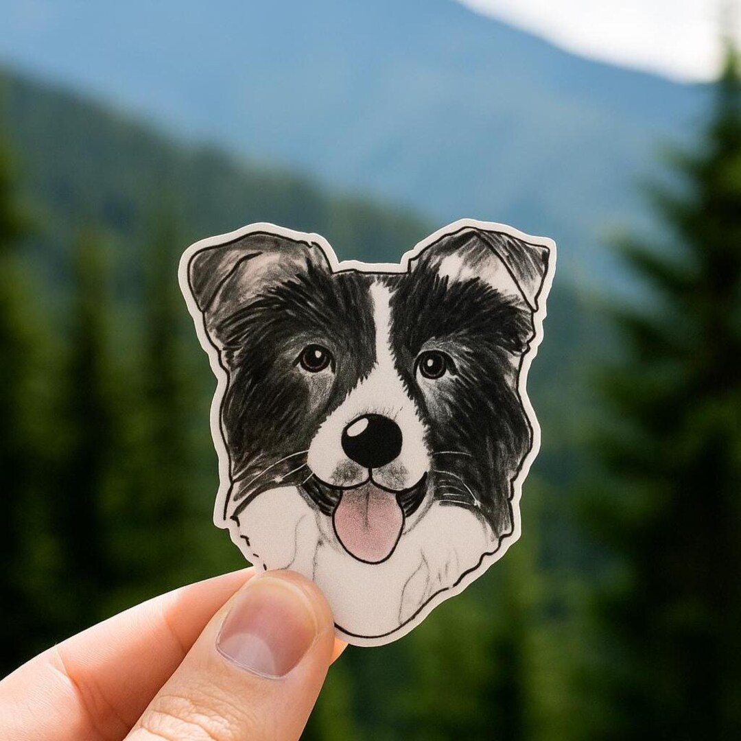 Border Collie Sticker: Hand-drawn Vinyl Decal With Bow Tie or Nurse Cap ...