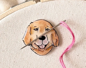 Golden Retriever Needle Minder: Embroidery Tool, Sewing Clip, Dog Lover Gift