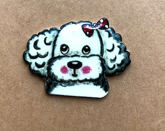 French Poodle pin gift, Poodle lover, Poodle mom, Vet Tech , Poodle girl, Dog Pin, Girl gift, Boy Gift