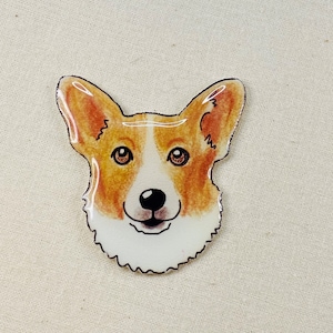 Hand Drawn Corgi Pin  Wearable Art with Glossy Resin Finish Perfect Gift for Dog Lovers and Pet Enthusiasts