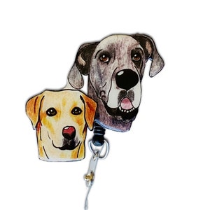 Personalized 2 dogs badge reel gift custom pet badge reel nurse badge reel nursing badge reel cute badge reel gift vet tech gift