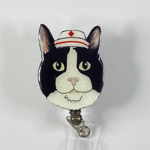 Retractable Badge Reel Cat ID Badge Badge Reels Funny Cat Badge Reel Funny  Badge Reel D1 