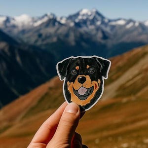 Calcomanía de vinilo de perro rottweiler, ilustración dibujada a mano, accesorio para gorra de enfermera, decoración para botella de agua, 3 tamaños, idea de regalo para amantes de los perros, técnico veterinario