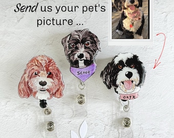 Custom Pet Memorial Badge Reel Gift For Mom Dad Pet Lanyard Keepsake Cat Dog Badge Reel Gift Idea  For Pet Lover ID Holder Illustration