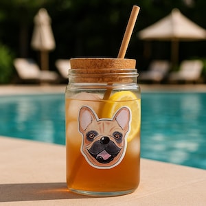 Pegatina de vinilo de perro Frenchie marrón, ilustración dibujada a mano, accesorio para gorra de enfermera, decoración para botella de agua, 3 tamaños, idea de regalo para amantes de los perros, veterinario