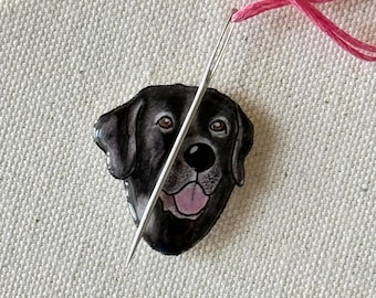 Black Lab Needle Minder: Embroidery Tool, Dog Lover Gift