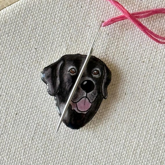 Black Lab Needle Minder: Embroidery Tool, Dog Lover Gift