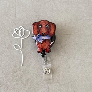 Dachshund badge reel dog badge reel nurse badge reel Dachshund lover vet tech gift veterinary gift, gift for mom