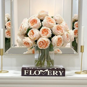 Large Rose Centerpiece, Champagne Modern and Tall Austin Roses Centerpiece, Luxury Silk Arrangement, Modern Decor Arrangement for Interior