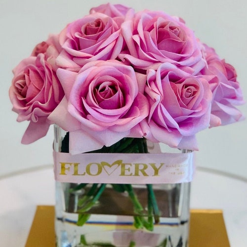 Purple Real Touch Flower Arrangementrose Arrangementreal Etsy