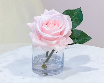 Large Real Touch Rose Arrangement-Artificial Flower Arrangement-Faux Flower-Silk Flower-Coffee Table Arrangement-Pink Roses