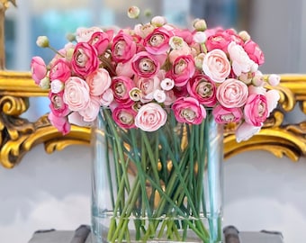 168 Pink  Premium Finest Artificial Ranunculus Arrangement, Pink  Ranunculus Centerpiece, Modern Dinner Table Centerpiece,French Style Decor