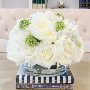 Large Real Touch Centerpiece-Large French Hydrangea Arrangement-Real Touch Rose Arrangement-Peony Centerpiece-Modern Floral Arrangement