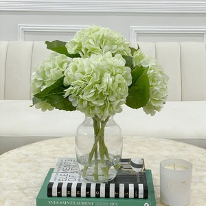 Tall Hydrangea Arrangement-Light Green Hydrangea Centerpiece-REAL TOUCH French Dinner Table Floral Arrangement-Modern Arrangement