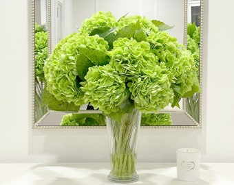 Large Hydrangea Centerpiece-Real Touch French Hydrangea Arrangement-Large Green Centerpiece-Tall Floral Arrangement-Foyer Table Home Decor