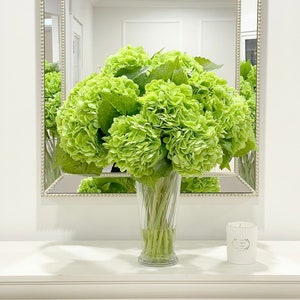 Large Hydrangea Centerpiece-Real Touch French Hydrangea Arrangement-Large Green Centerpiece-Tall Floral Arrangement-Foyer Table Home Decor