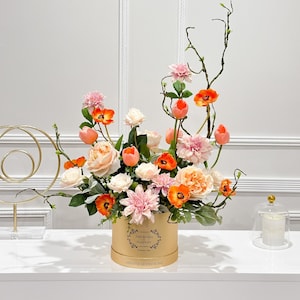 X-Large Luxurious Real Touch Floral Artificial Arrangement, Faux Flowers Arrangement In Box,Multi Flower Centerpiece,  Home Decor Flowers