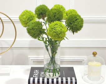 Dianthus-arrangement met echte aanraking in glazen vaas: eigentijds imitatiebloemstuk/modern arrangement