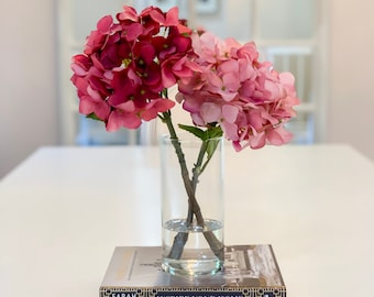 Real Touch Hydrangea Arrangement: Dark Red Centerpiece, 13" Tall