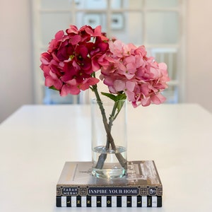 13" REAL TOUCH Flower Arrangement Red Hydrangea-Hydrangeas Centerpiece-Real Touch Hydrangea Arrangement-Dark Red Hydrangea Centerpiece