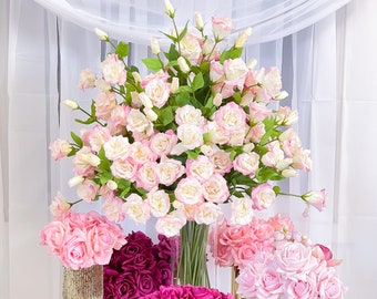 Tall Exclusive Real Touch Pink Lisianthus Centerpiece- 35” XXLarge Flower Arrangement for Foyer Table- Centerpiece-Large French Centerpiece